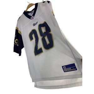 Men’s Reebok St. Louis Rams #28 Faulk football jersey white large 6089 EUC